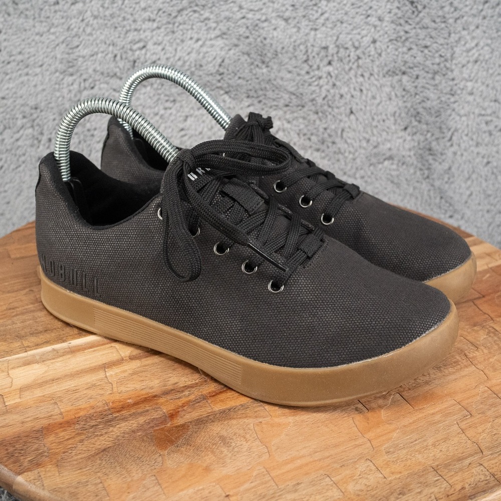 NOBULL Canvas Trainer Women's 7 Men's 5.5 Black Gum Bottom Shoes Sneakers